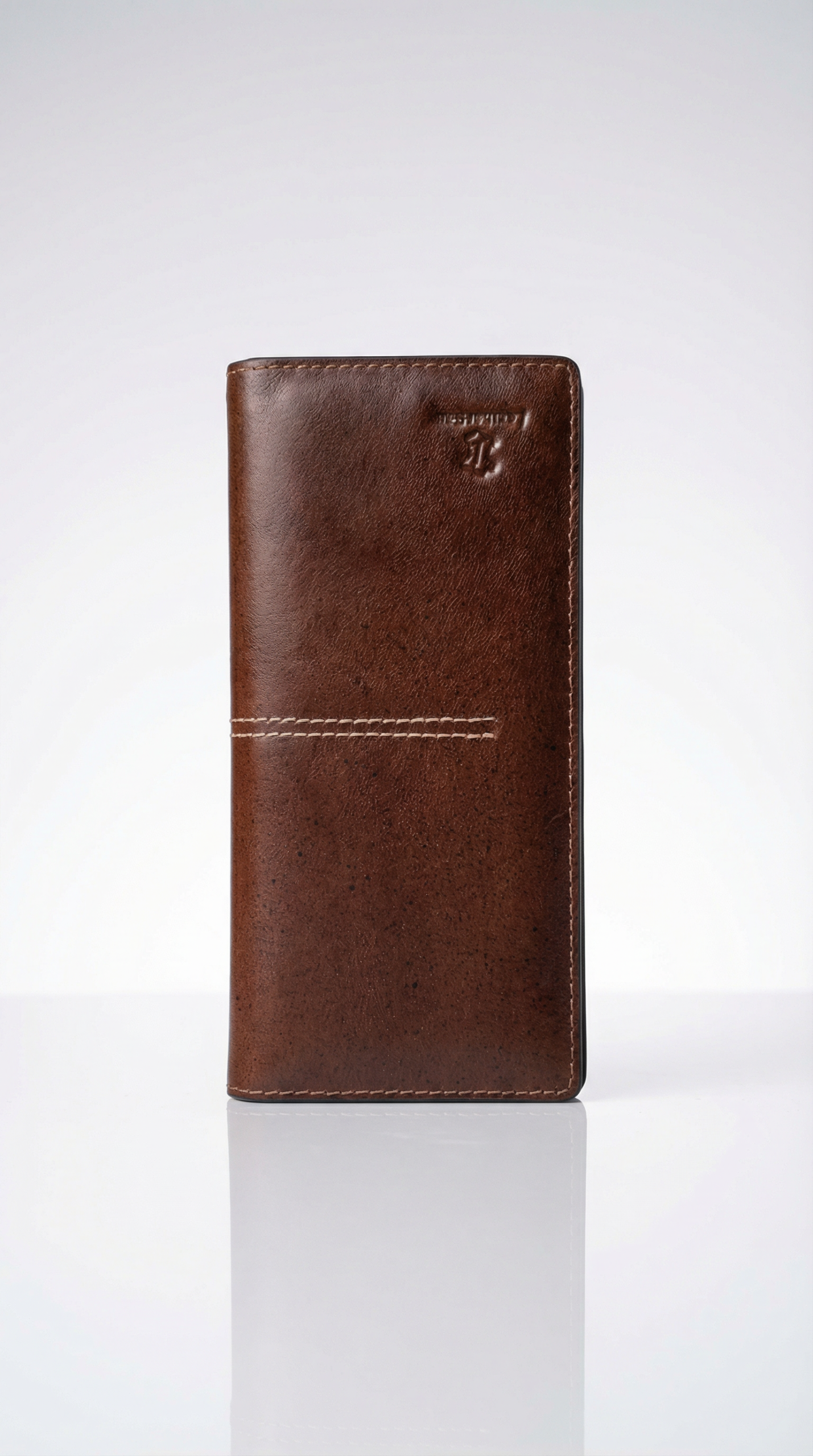 Brown Genuine Leather Long Wallet for Men – Classic Slim Design Brown genuine leather long wallet for men with classic slim profile